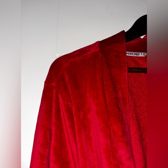 Bebe Crystal‎ Logo Embellished Velour Sash Tie Plush Robe Women 1X Luxe Lounge - Picture 4 of 8